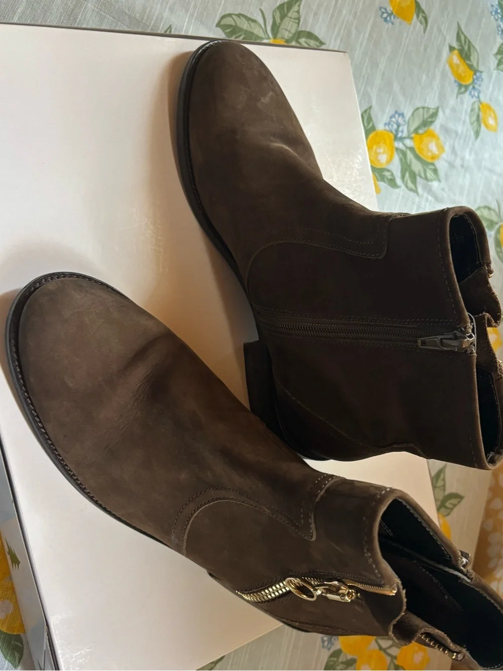 Steve Madden Dark Brown Suede Ankle Booties with Side Zipper